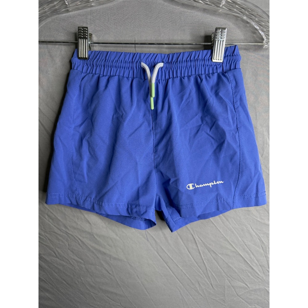 Champion Boys Blue Athletic Gym Shorts Size 5/6 Drawstring Elastic Waist Liner